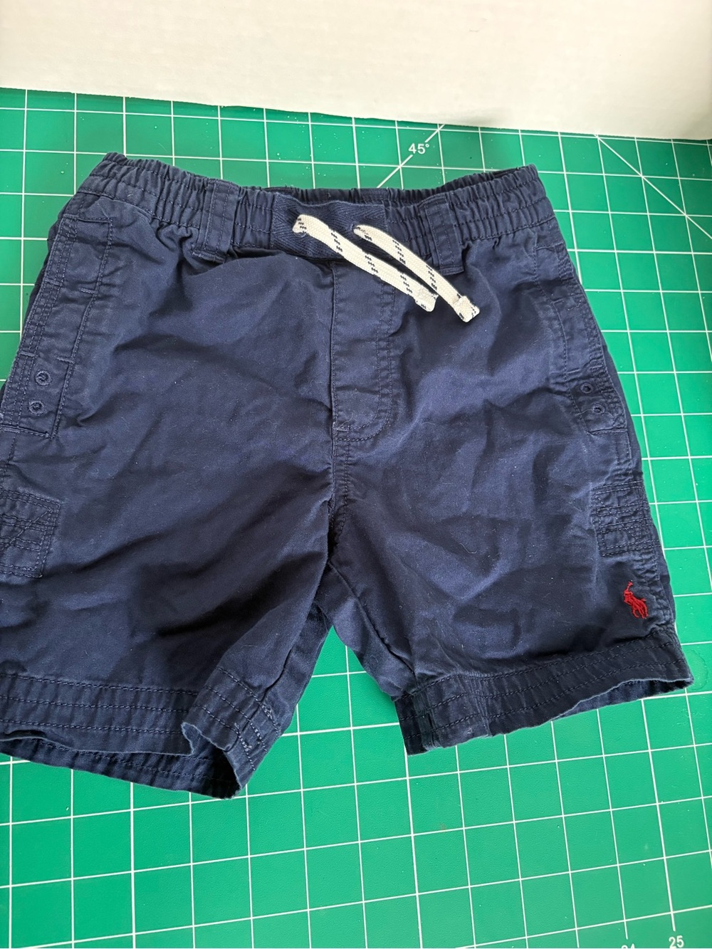 Polo by Ralph Lauren Navy Elastic Drawstring boys Shorts with Red Logo